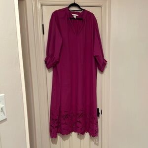 Magenta Dress with Lace Hem